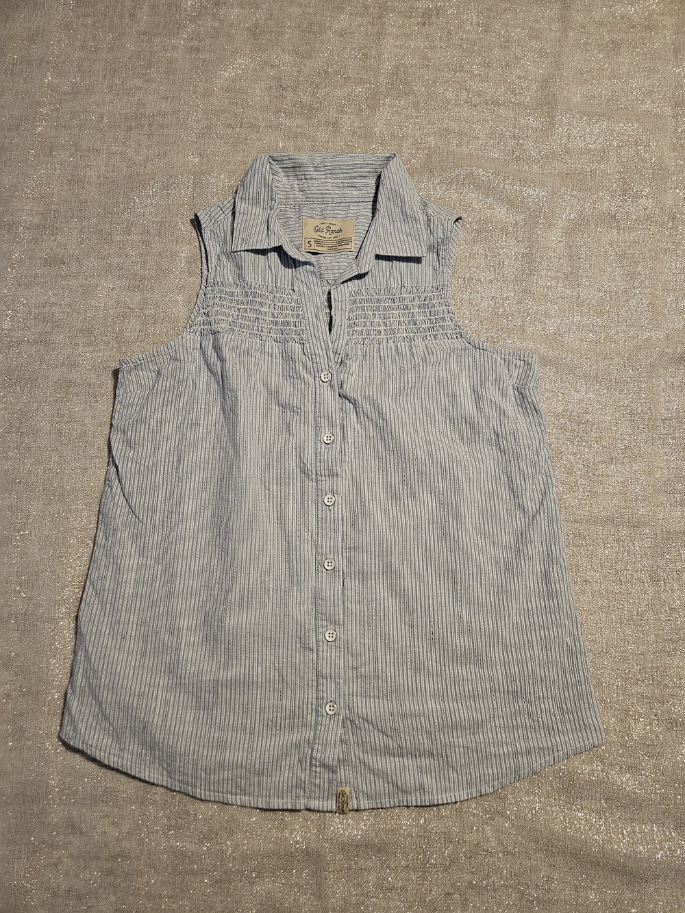 Women's Sleeveless Button-Front Blue Stripe Top